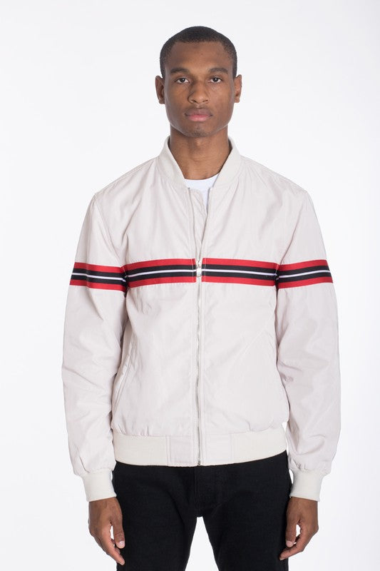 WOVEN TAPED BOMBER JACKET