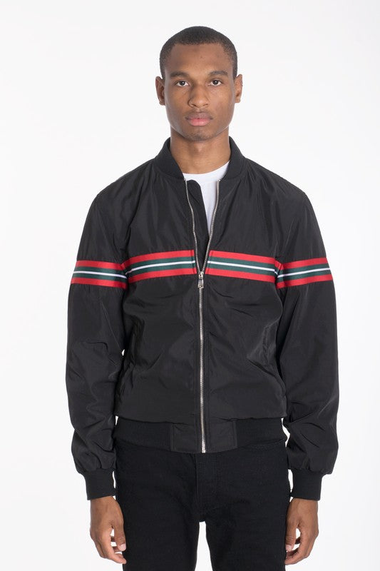 WOVEN TAPED BOMBER JACKET