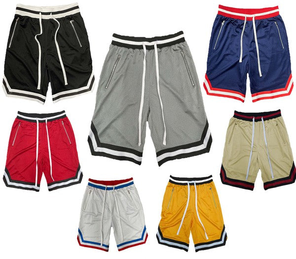 STRIPED BAND SOLID BASKETBALL SHORTS