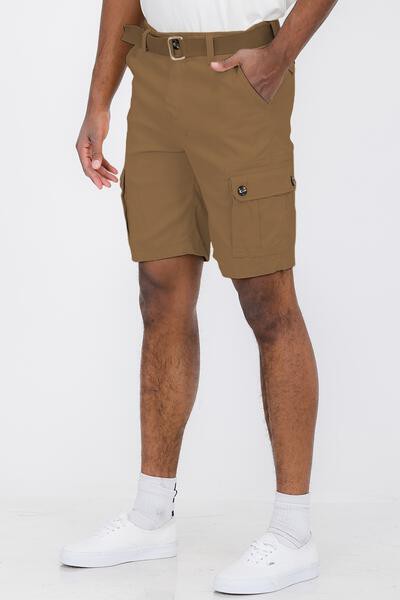 Mens Belted Cargo Shorts with Belt