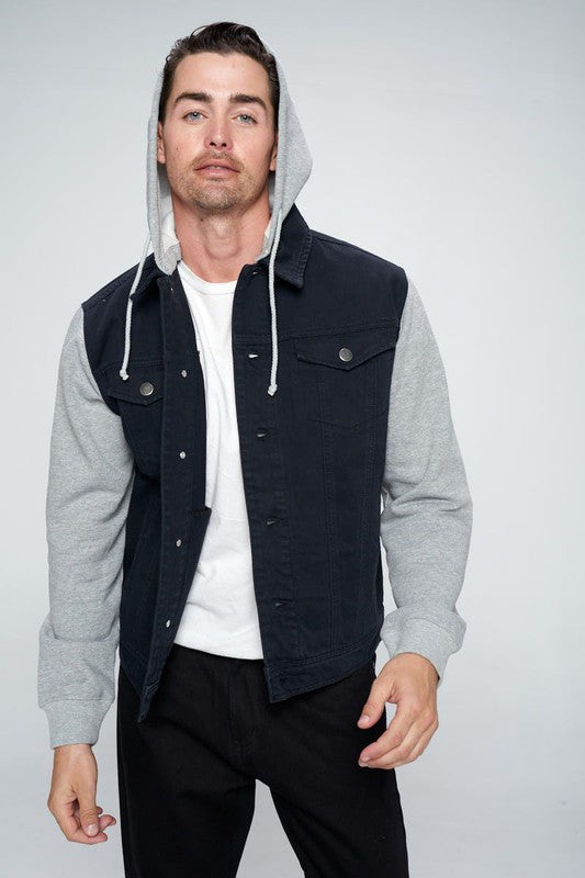 Denim Hooded Fleece Jacket