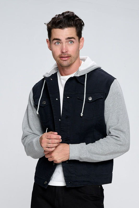 Denim Hooded Fleece Jacket