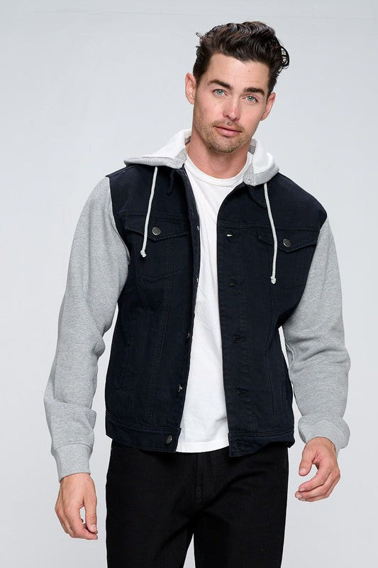 Denim Hooded Fleece Jacket