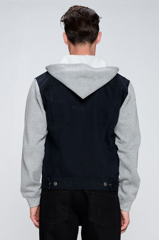 Denim Hooded Fleece Jacket