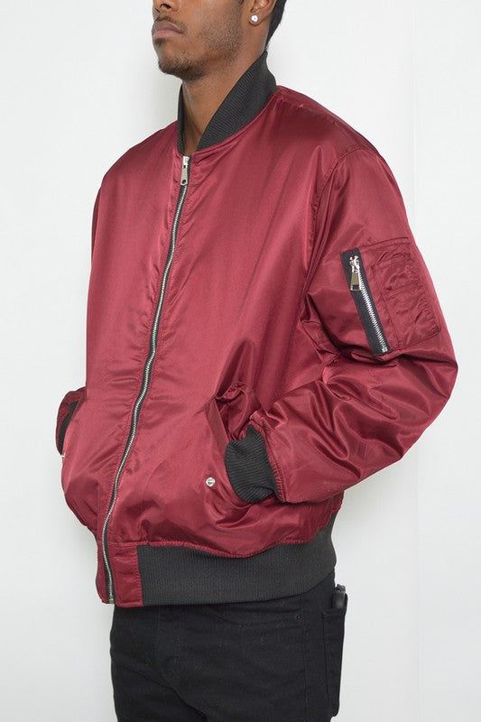 Solid Padded Bomber Jacket