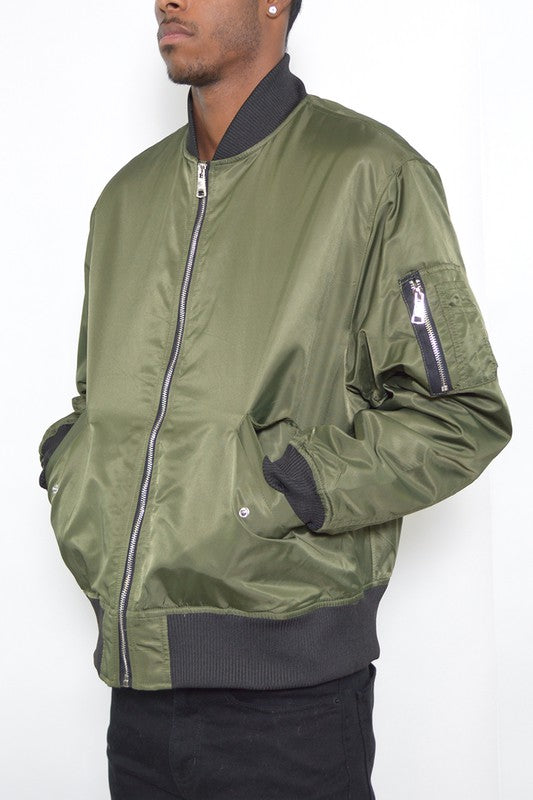 Solid Padded Bomber Jacket