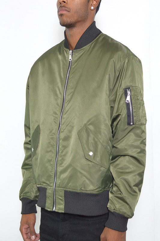 Solid Padded Bomber Jacket