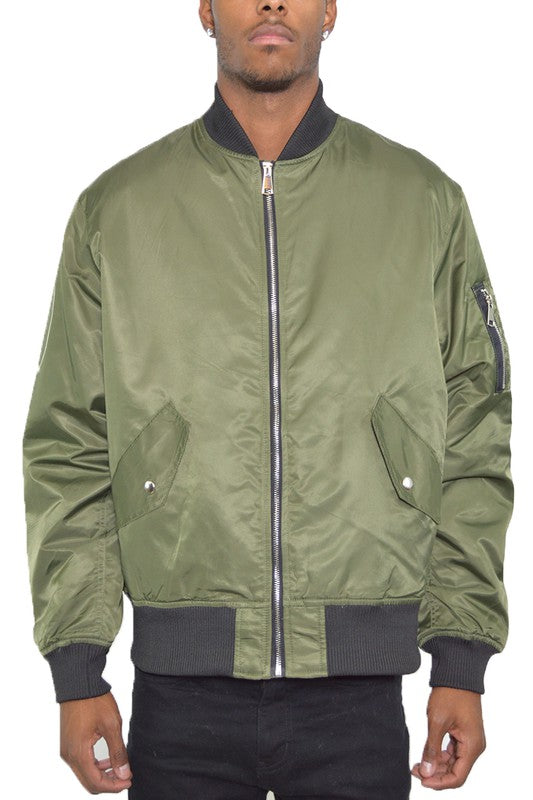 Solid Padded Bomber Jacket