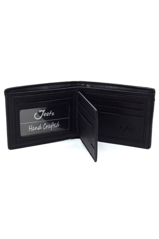 Bi-fold Leather Mens Wallet W/Zipper RFID